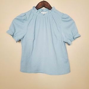NWT Monteau Sky Blue Ruffle Smocked Crop Top